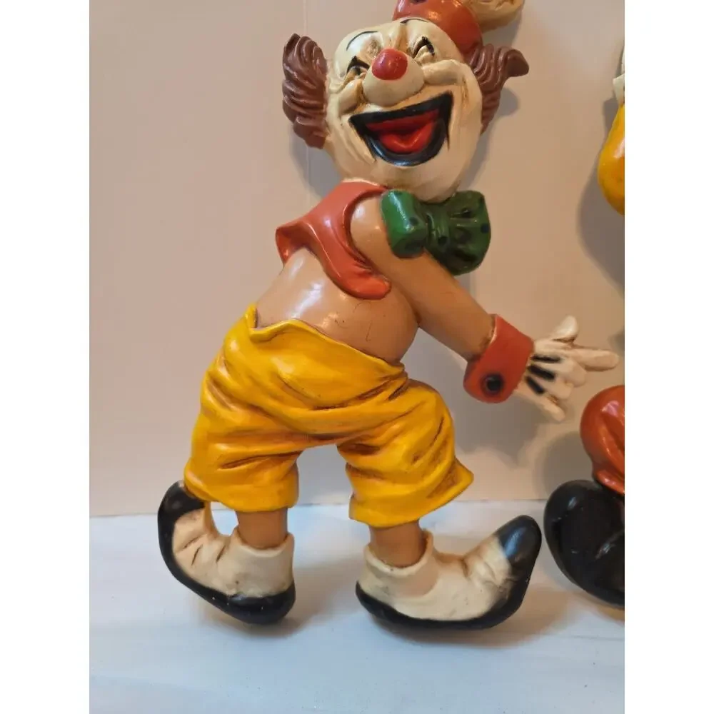 Set Of 2 Vintage Homco Clowns 70s Hanging Wall Plaques Decor Laughing